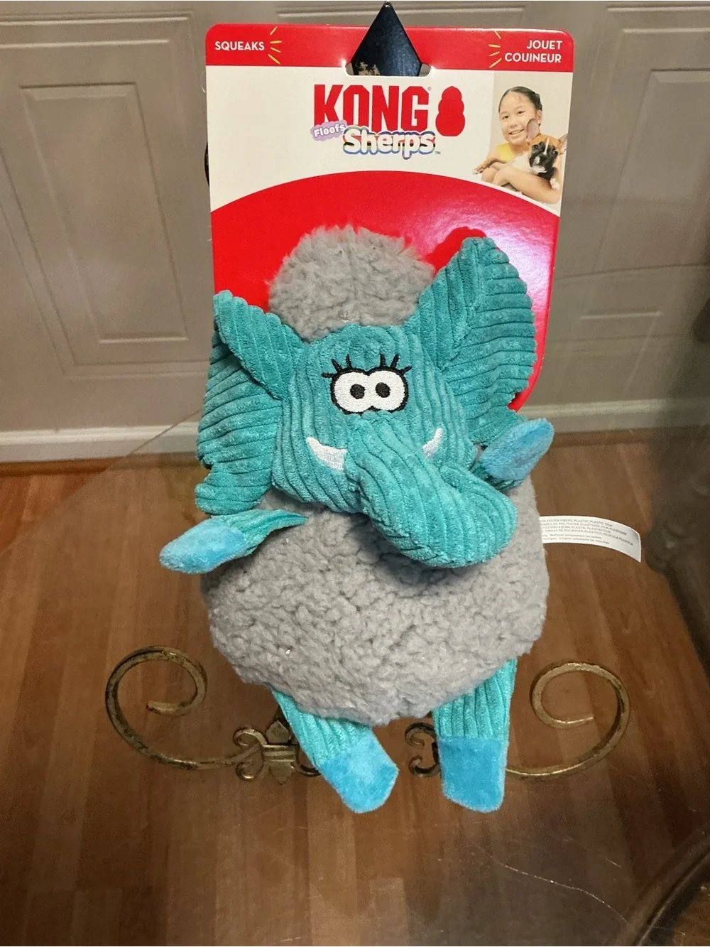 Kong Dog Elephant Sheros Blue and Gray Squeaky Toy Med New 9”